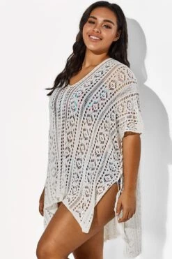 White Half Sleeves HollowOut Cover Up -Maraluxe Swimwear Shop b cscu001 4