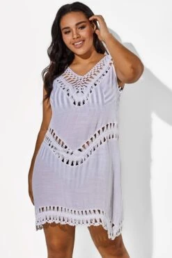White V-neck Crochet Sleeveless Cover Up -Maraluxe Swimwear Shop b cscu006 4