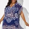 Navy Blue Fashion Floral Print Cover Up -Maraluxe Swimwear Shop b cscu007 1