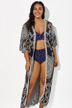 Black Long Sleeves Crochet Lace Cover Up -Maraluxe Swimwear Shop b cscu008 1