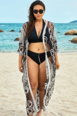 Black Long Sleeves Crochet Lace Cover Up -Maraluxe Swimwear Shop b cscu008 10