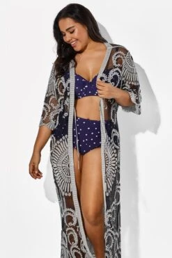 Black Long Sleeves Crochet Lace Cover Up -Maraluxe Swimwear Shop b cscu008 2