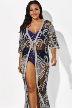 Black Long Sleeves Crochet Lace Cover Up -Maraluxe Swimwear Shop b cscu008 3