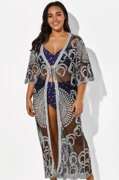 Black Long Sleeves Crochet Lace Cover Up -Maraluxe Swimwear Shop b cscu008 4