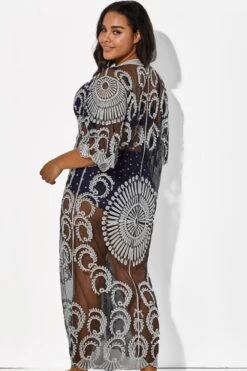 Black Long Sleeves Crochet Lace Cover Up -Maraluxe Swimwear Shop b cscu008 5