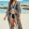 Black Long Sleeves Crochet Lace Cover Up