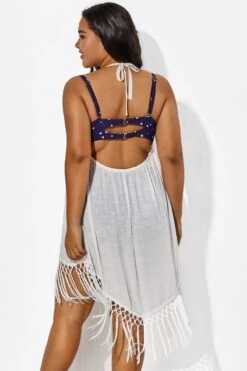 White Backless Women Tassels Cover Up -Maraluxe Swimwear Shop b cscu009 6