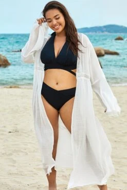 White Open Back Horn Sleeves Cover Up -Maraluxe Swimwear Shop b cscu010 6