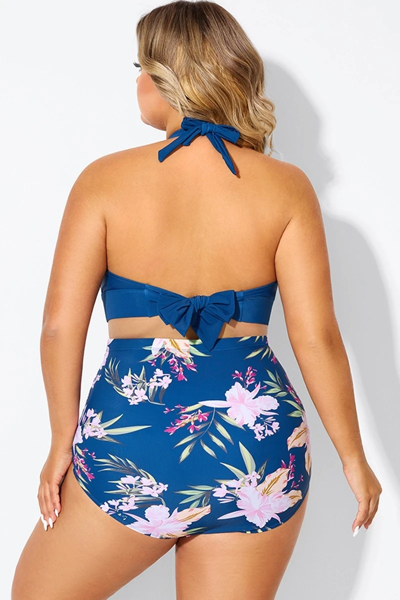 Navy V-neck Halter Tie Bikini Top 4 Navy V-neck Halter Tie Bikini Top - Image 2