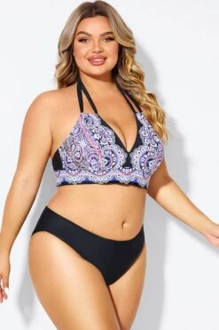 Printed Self-tie Halter Straps Bikini Top 12 Printed Self-tie Halter Straps Bikini Top -Maraluxe Swimwear Shop b debk002006 5