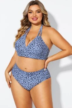 V-Neck Black Dots Printed Halter Sexy Bikini Top -Maraluxe Swimwear Shop b debk002007 5