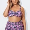 Purple Floral Twist Front Bandeau Bikini Set -Maraluxe Swimwear Shop b debk003003 1