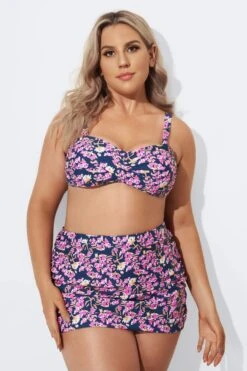 Purple Floral Twist Front Bandeau Bikini Set -Maraluxe Swimwear Shop b debk003003 4