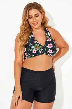Flower Printed Women V-neck Bikini Top -Maraluxe Swimwear Shop b debk005001t 1
