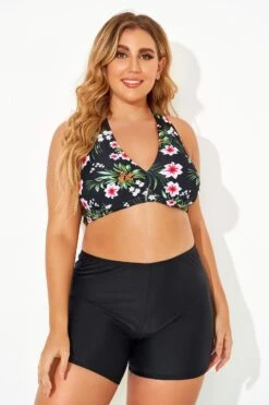 Flower Printed Women V-neck Bikini Top -Maraluxe Swimwear Shop b debk005001t 2