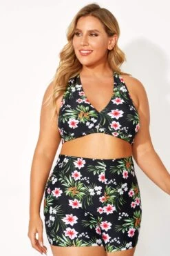 Flower Printed Women V-neck Bikini Top
