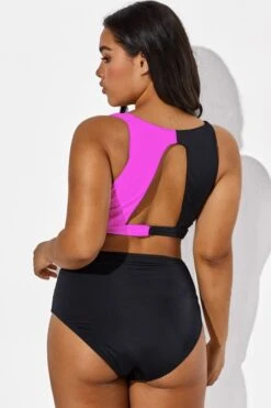 Black Pink Colorblock Wrap Mesh Bikini Top -Maraluxe Swimwear Shop b debk015004 22