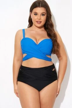 Blue Wrap Front Women Bikini Top -Maraluxe Swimwear Shop b debk042001 3