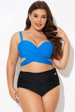 Blue Wrap Front Women Bikini Top -Maraluxe Swimwear Shop b debk042001 4