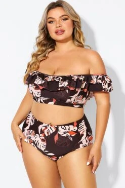 Flower Print Ruffle Women Bikini Top -Maraluxe Swimwear Shop b debk051002 3