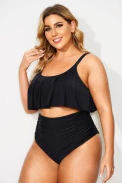 Black Sexy Scoop Neck High Waist Bikini Set -Maraluxe Swimwear Shop b debk063001 3