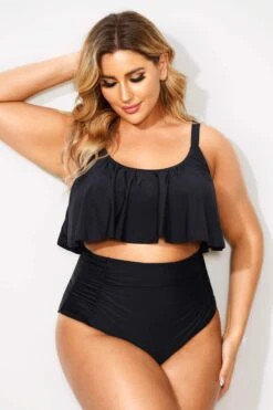 Black Sexy Scoop Neck High Waist Bikini Set -Maraluxe Swimwear Shop b debk063001 4