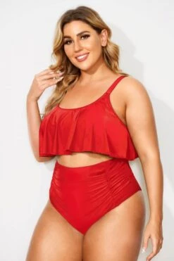 Red Adjustable Scoop Neck Straps Bikini Top -Maraluxe Swimwear Shop b debk063004 33