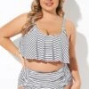 Black And White Stripes Scoop Neck Bikini Top -Maraluxe Swimwear Shop b debk063008 1