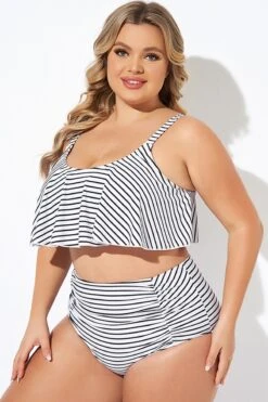 Black And White Stripes Scoop Neck Bikini Top 10 Black And White Stripes Scoop Neck Bikini Top -Maraluxe Swimwear Shop b debk063008 3