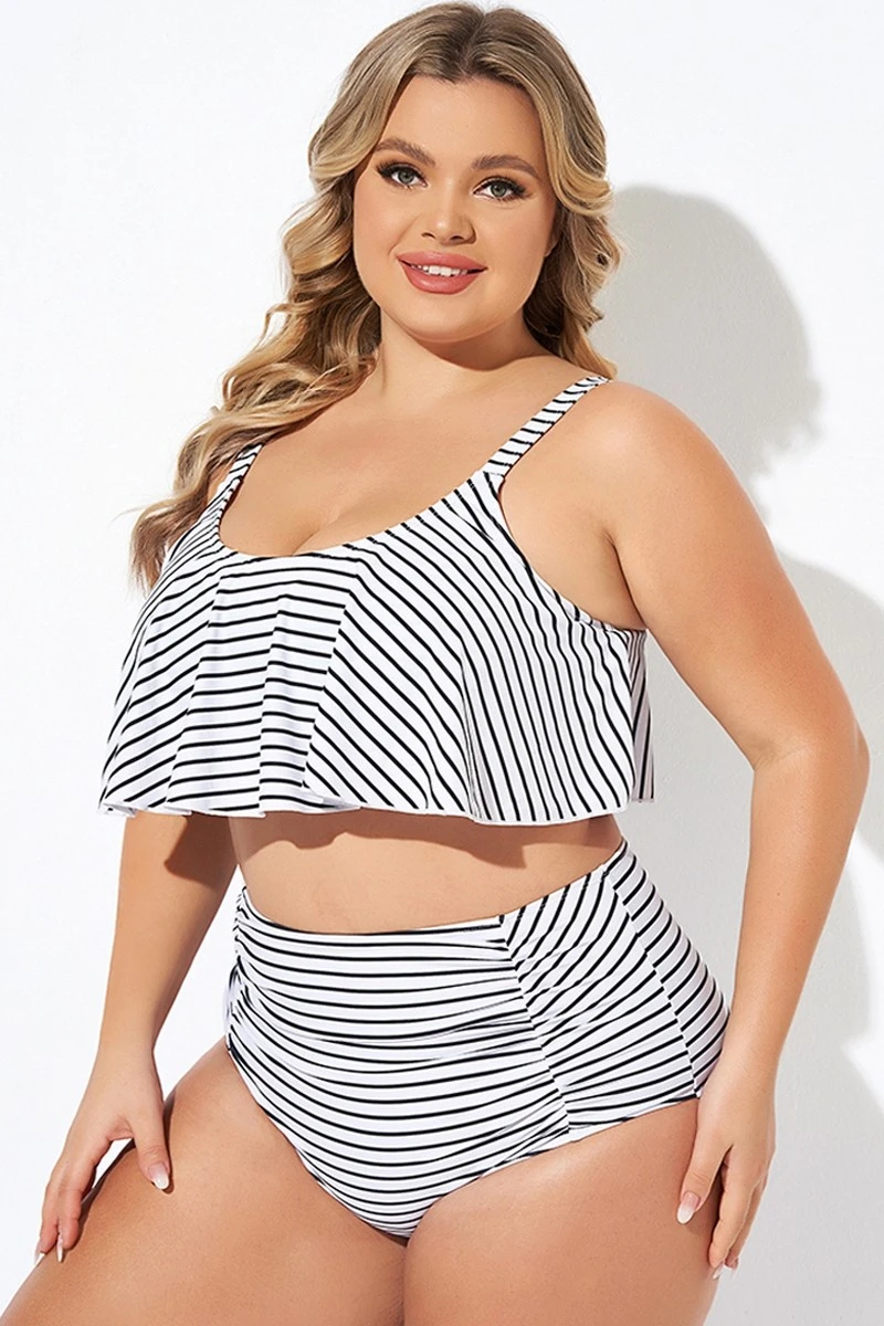 Black And White Stripes Scoop Neck Bikini Top 5 Black And White Stripes Scoop Neck Bikini Top - Image 3