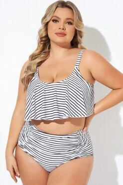 Black And White Stripes Scoop Neck Bikini Top 13 Black And White Stripes Scoop Neck Bikini Top -Maraluxe Swimwear Shop b debk063008 6