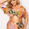 Tropical Print Sexy Bow V-neck Bikini Set -Maraluxe Swimwear Shop b debk064001 1 2