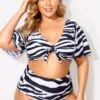 Black & White Stripes V-neck Lady Bikini Set -Maraluxe Swimwear Shop b debk064002 1