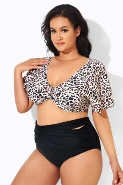 Cheetah Print V-neckline Crop Lady Bikini Top -Maraluxe Swimwear Shop b debk064004 3