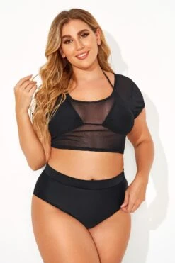 Black Sexy Women Mesh Crop Bikini Top -Maraluxe Swimwear Shop b debk068001 4
