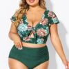 Floral Print Retro Women Bikini Top With Sleeves -Maraluxe Swimwear Shop b debk072006 3