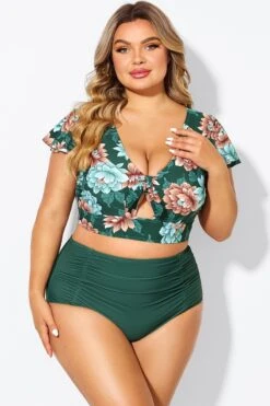 Floral Print Retro Women Bikini Top With Sleeves 13 Floral Print Retro Women Bikini Top With Sleeves -Maraluxe Swimwear Shop b debk072006 4