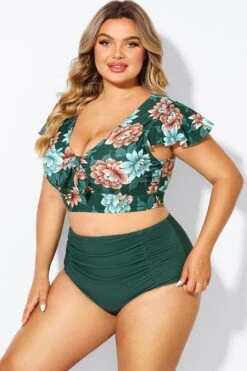 Floral Print Retro Women Bikini Top With Sleeves 12 Floral Print Retro Women Bikini Top With Sleeves -Maraluxe Swimwear Shop b debk072006 6