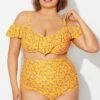 Yellow Floral Ruffled Underwire Women Bikini Top -Maraluxe Swimwear Shop b debk073002 1