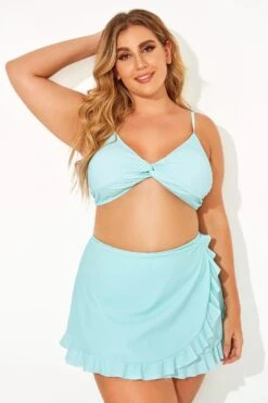 Solid Criss Cross Ruffle Strappy Bikini Top -Maraluxe Swimwear Shop b debk076001 1