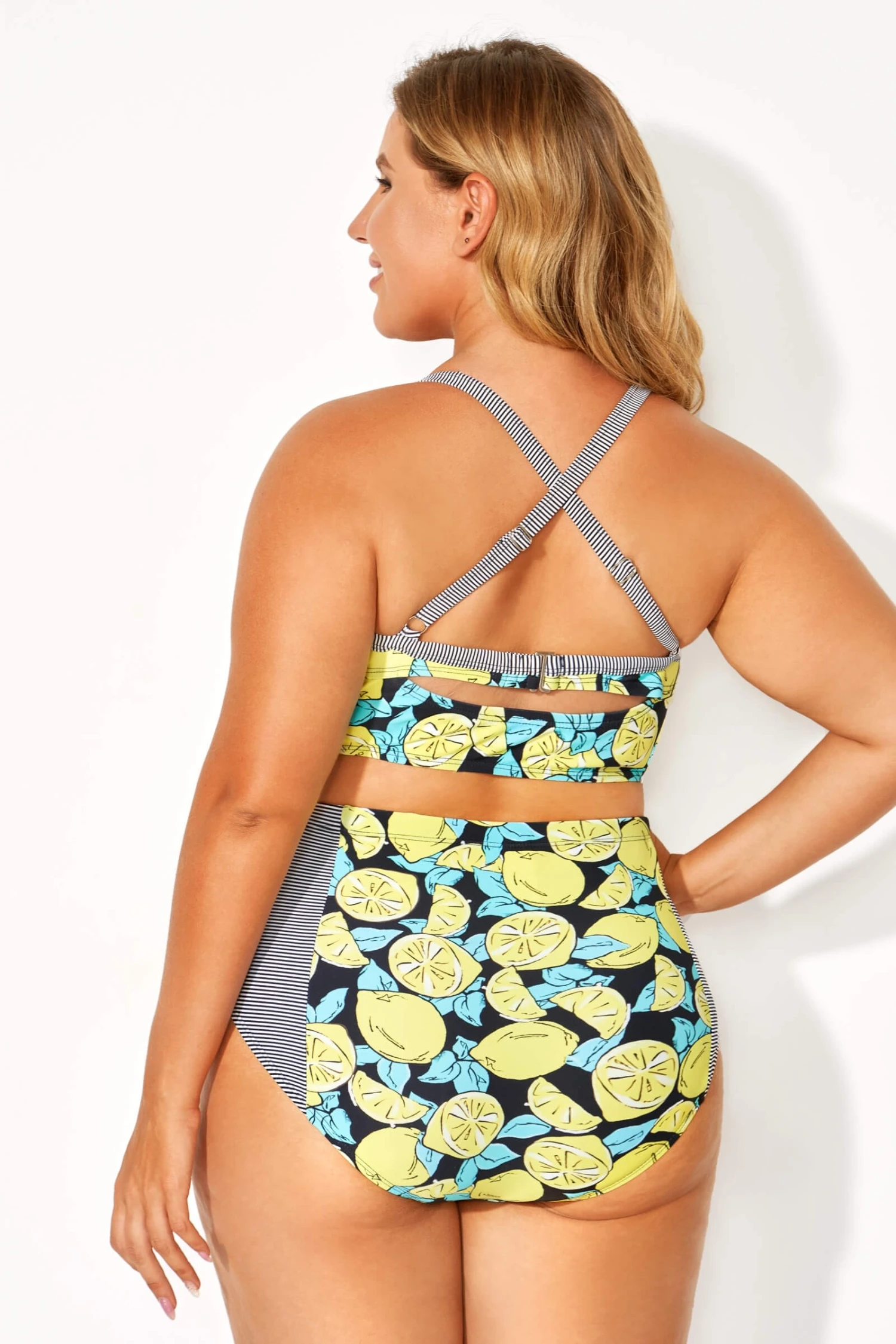 Lemon Print & Striped Bust Support Bikini Top 4 Lemon Print & Striped Bust Support Bikini Top - Image 2