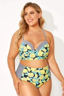 Lemon Print & Striped Bust Support Bikini Top 8 Lemon Print & Striped Bust Support Bikini Top -Maraluxe Swimwear Shop b debk077001 3