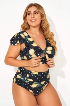 Lemon Flutter Cap Short Sleeve Bikini Top -Maraluxe Swimwear Shop b debk078001 3
