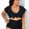 Black Flutter-Sleeve Elegant Swim Bikini Top 2 Black Flutter-Sleeve Elegant Swim Bikini Top -Maraluxe Swimwear Shop b debk092001 1