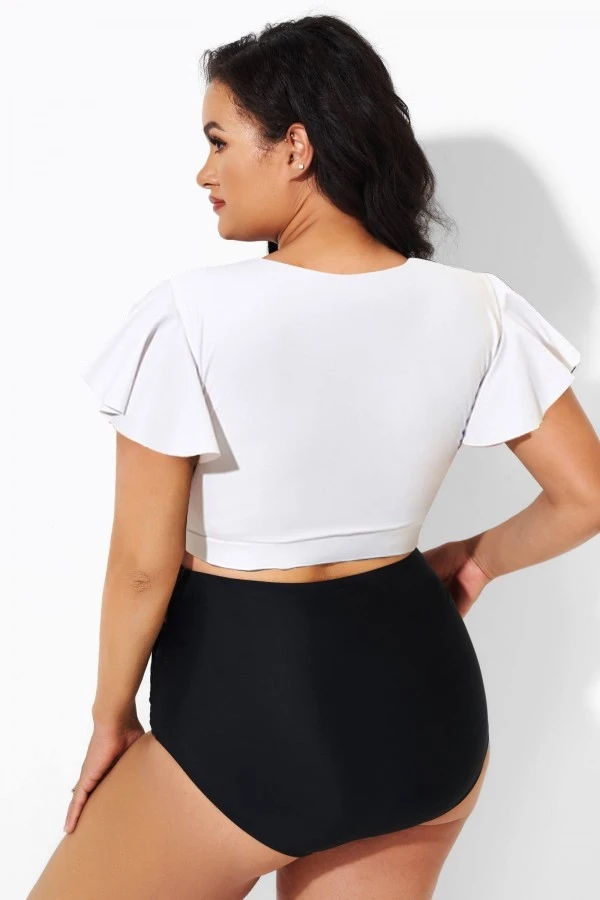 White Flutter-Sleeve Tie Detail Bikini Top 4 White Flutter-Sleeve Tie Detail Bikini Top - Image 2