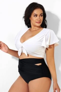 White Flutter-Sleeve Tie Detail Bikini Top 8 White Flutter-Sleeve Tie Detail Bikini Top -Maraluxe Swimwear Shop b debk092002 33