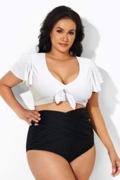 White Flutter-Sleeve Tie Detail Bikini Top 9 White Flutter-Sleeve Tie Detail Bikini Top -Maraluxe Swimwear Shop b debk092002 44