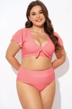 Starfish Coral Dots Flutter Sleeve Swim Bikini Top -Maraluxe Swimwear Shop b debk092003 4