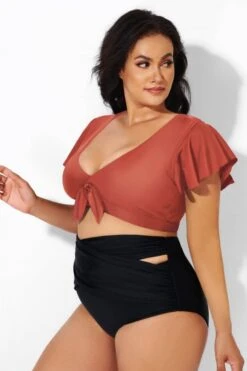 Orange Flutter Sleeve Tie Front Swim Bikini Top 9 Orange Flutter Sleeve Tie Front Swim Bikini Top -Maraluxe Swimwear Shop b debk092006 33