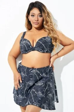 Black Floral Elegant Underwire Bikini Top